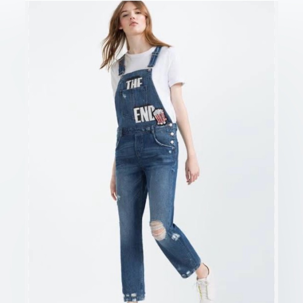 Zara S Patch Distressed Overall As Is